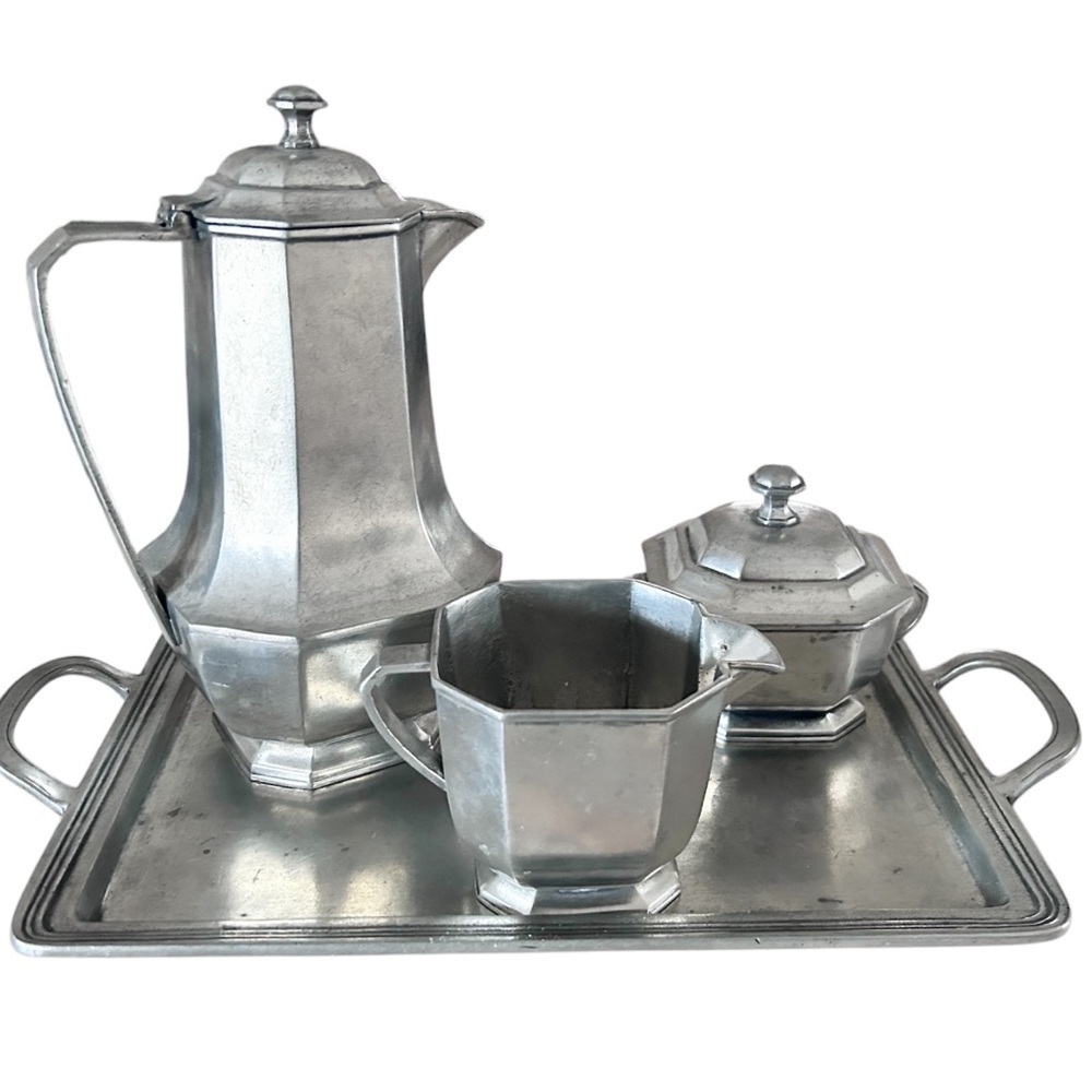 MARINONI Arte Italica Pewter MCM 4 Piece Coffee Service Made in Italy RARE